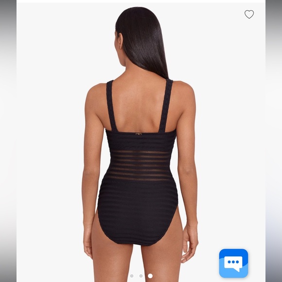 NWT Ralph‎ Lauren Women’s Ottoman Mesh Square Neck One Piece Swimsuit. Black 14 - Picture 2 of 8